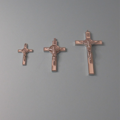 Cross of St Benedict - Silver and White Crucifix with Silver Body with Gift Box