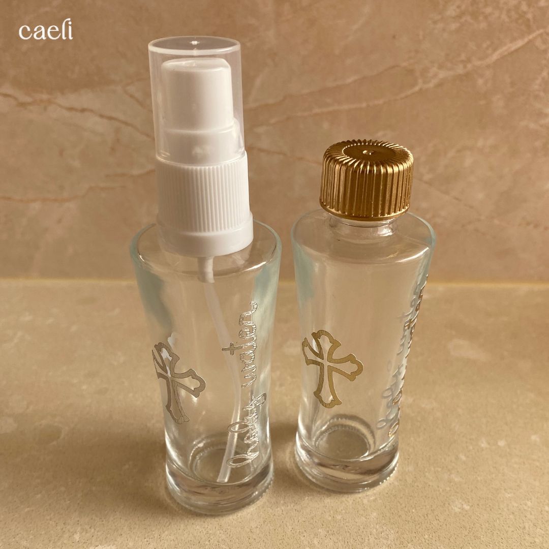 Square or Round Catholic Holy Water Bottles and Spritzers | Sacred Holy Water Containers for Blessings, Protection, & Prayer