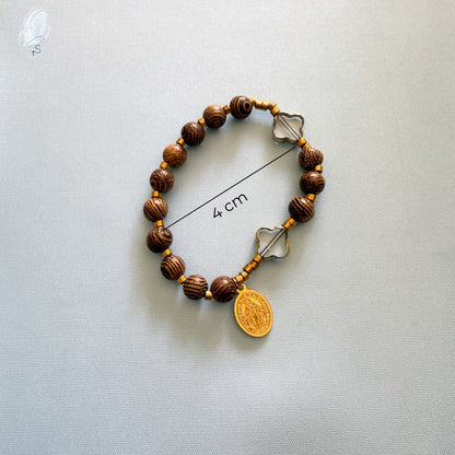 Stretch Rosary Bracelet | Round Timber Beads | Children