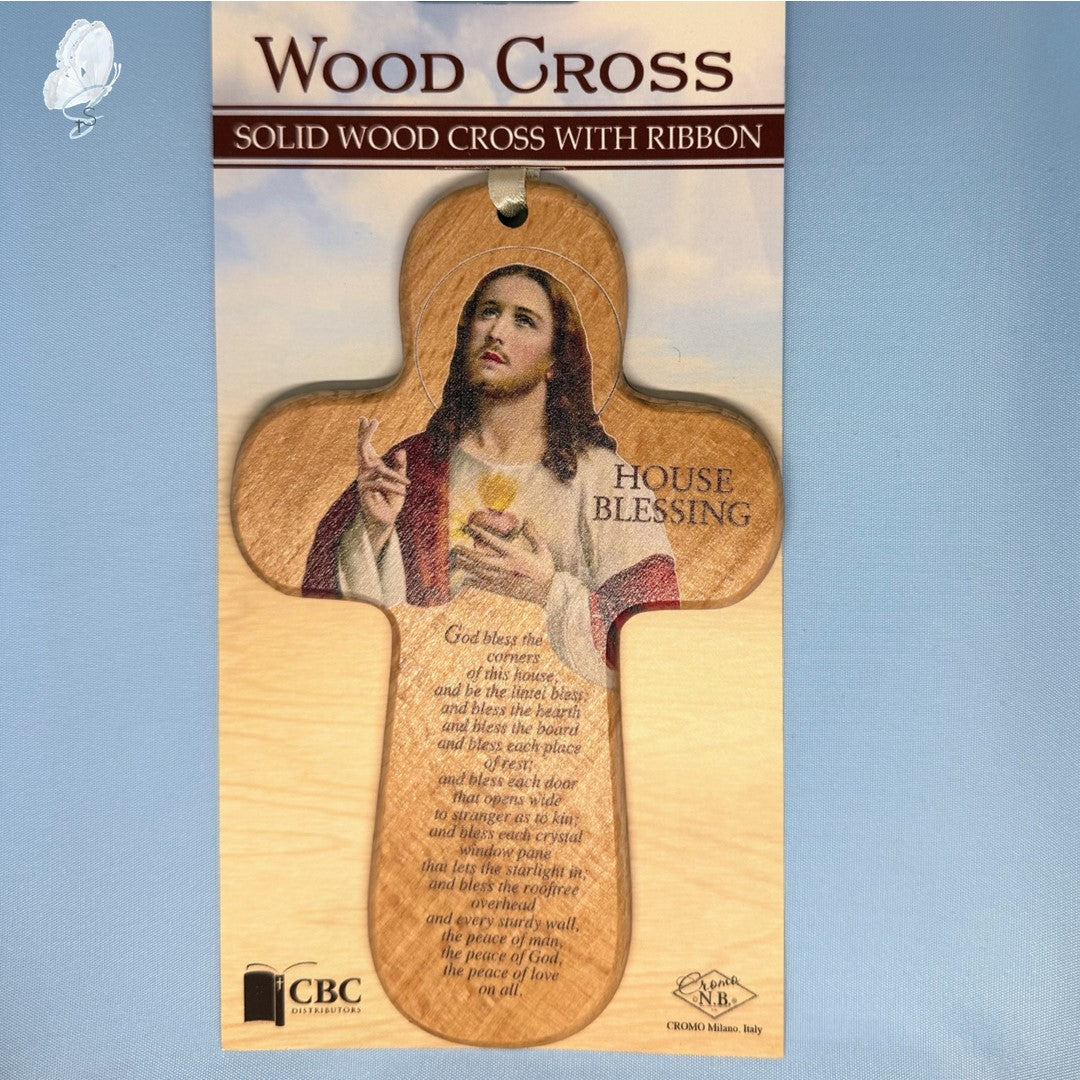 Wooden Cross with House Blessing