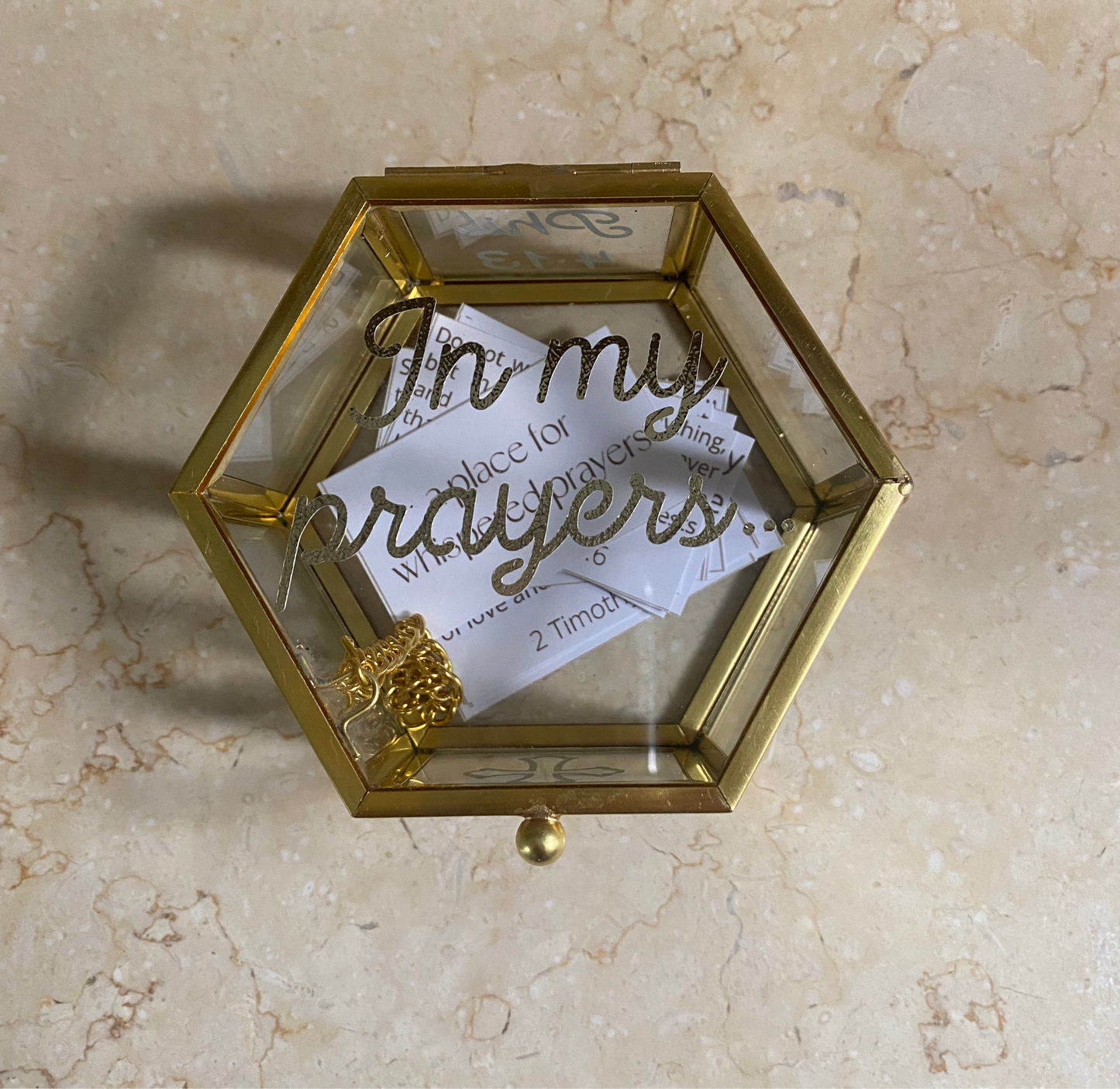 "In My Prayers" Glass Prayer Box – Faith & Worry Jar
