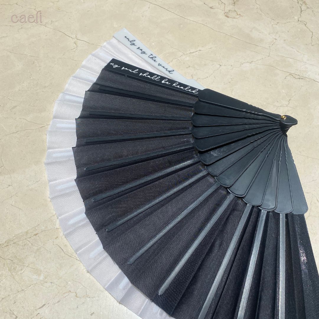 Hand-Held Fans for Mass | Black or White | 'Only Say the Word and My Soul Shall Be Healed'