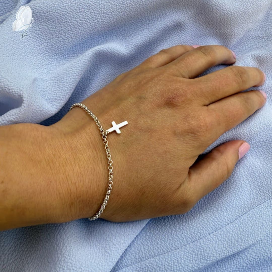 Sterling Silver Bracelets with Cross or Crucifix