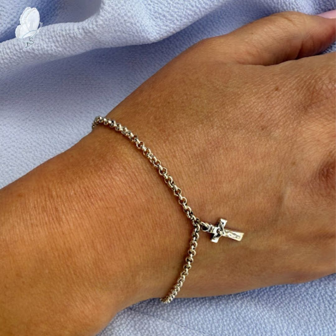 Sterling Silver Bracelets with Cross or Crucifix