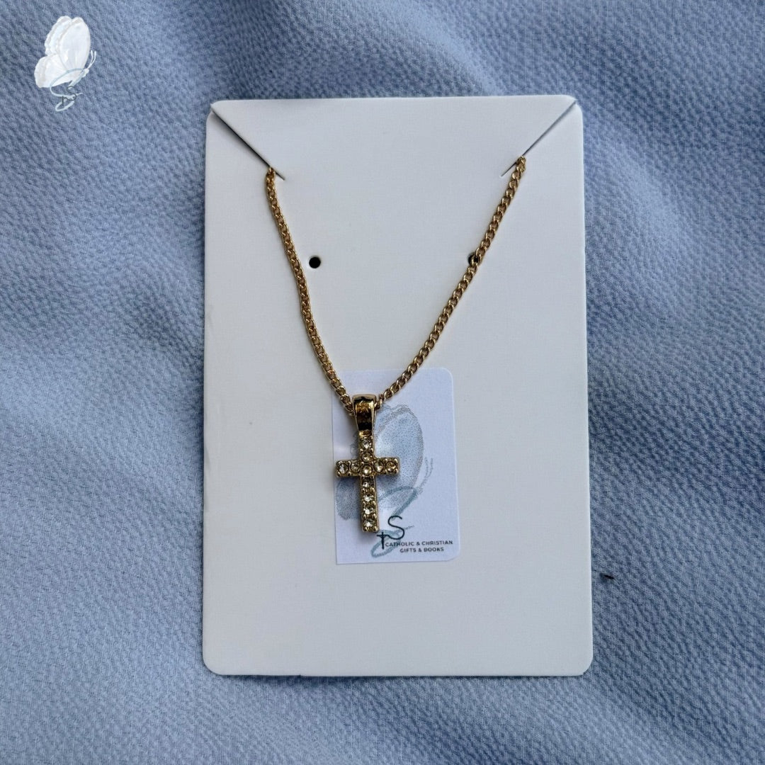 Gold Costume Jewellery Necklaces with Cross Pendants