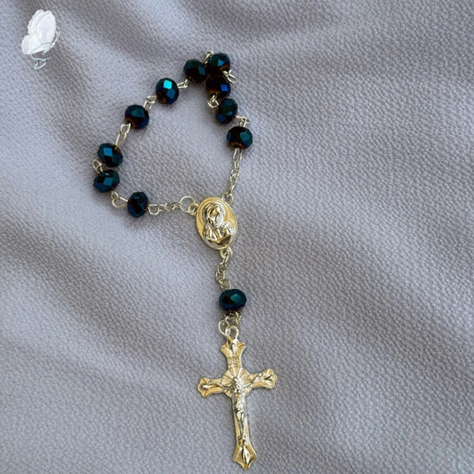Deep Blue Crystal Car Rosary