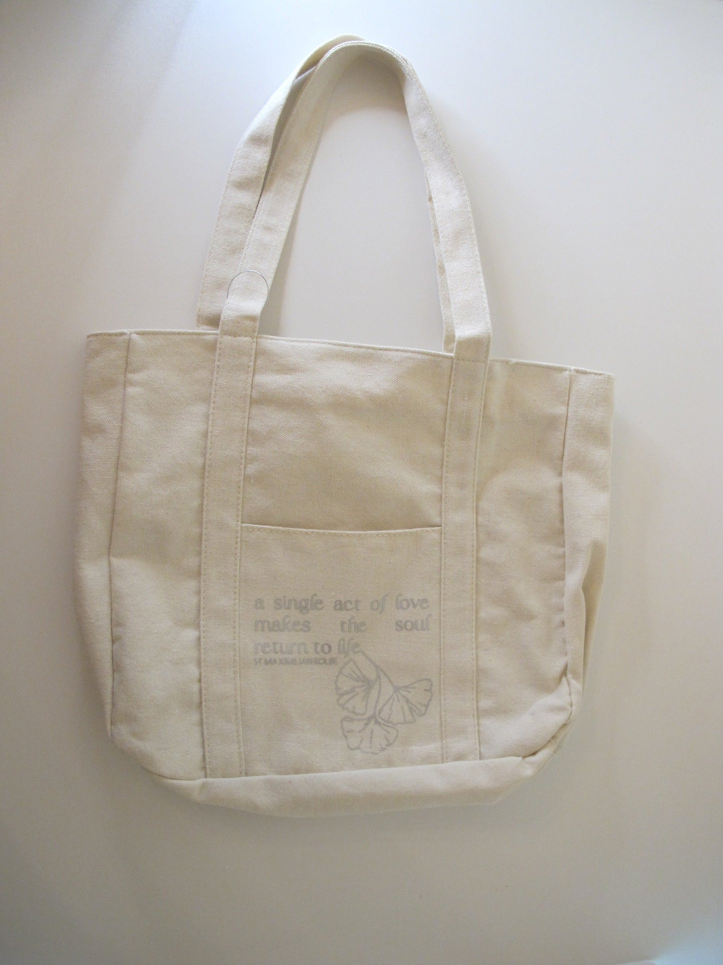 Christian Zippered Tote Bag with St. Maximilian Kolbe Quote | Inspiring Faith Bag for Work, School & Shopping