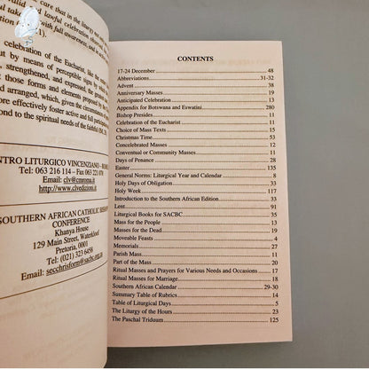 Liturgical Order 2025–2026 – Southern African Catholic Bishops’ Conference