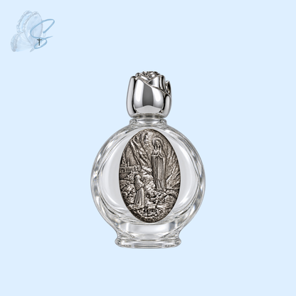 Glass Holy Water Bottle with Silver Lid – Elegant Keepsake