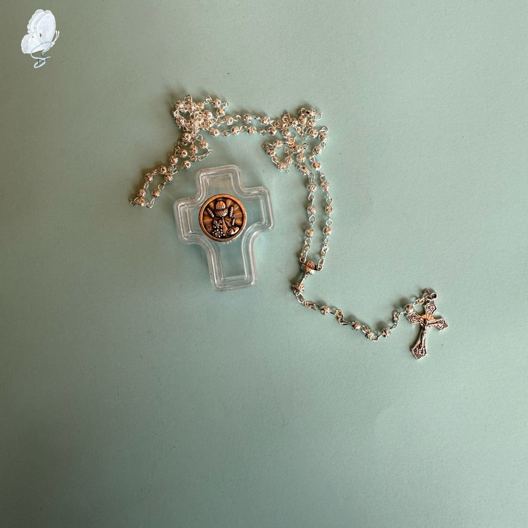 Tiny Bead Rosary with Detailed Crucifix in Gift Box