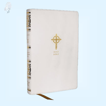 NRSVCE Catholic Bible | Sacraments of Initiation Edition | White Imitation Leather | Personalisation Available
