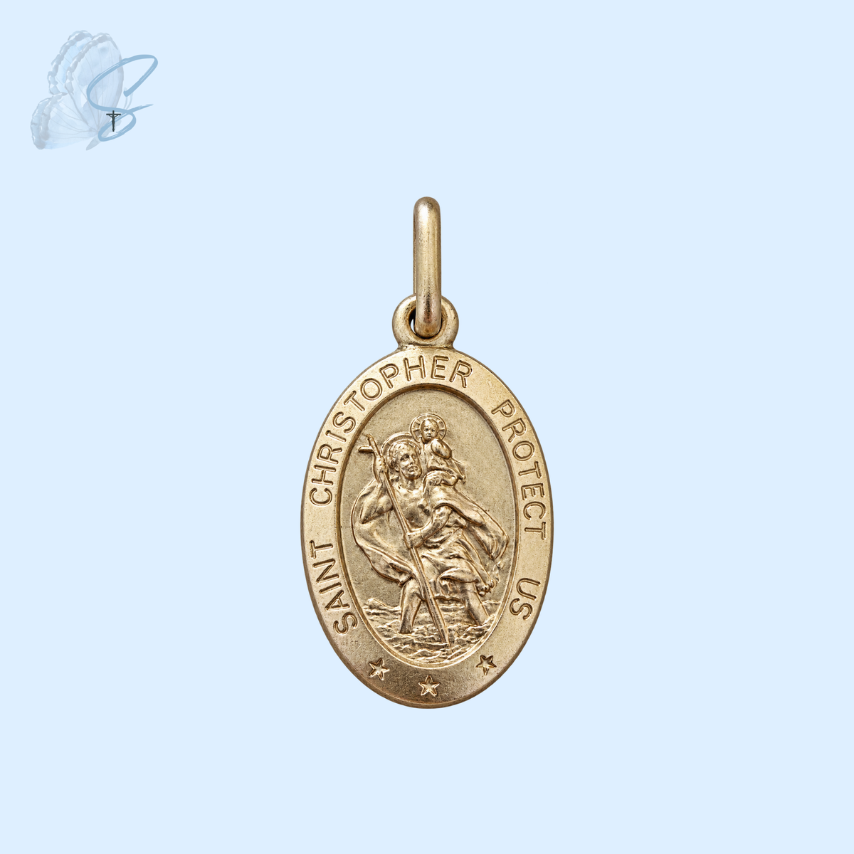 St Christopher Oval Medal | Matte Sterling Silver
