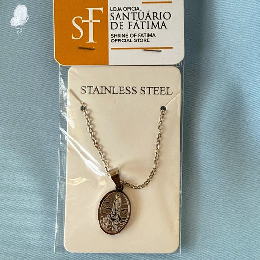 Portugal Drop: Fatima Medal – Stainless Steel Engraved Pendant on Chain