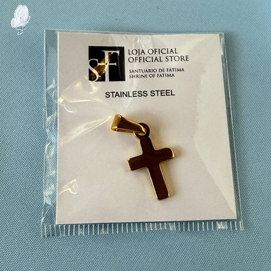 Portugal Drop: Fatima Golden Cross Pendant – Stainless Steel