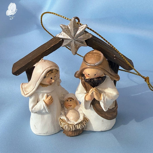 Portugal Drop: Nativity Christmas Tree Decoration – White and Brown