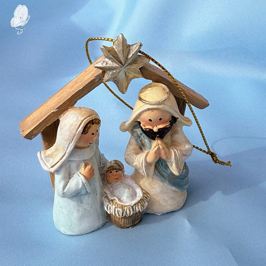 Portugal Drop: Nativity Christmas Tree Decoration – Cream and Blue