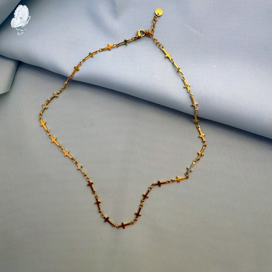 Basoa Multi-Cross Necklace | Gold Finish