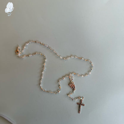 Rosary Necklace – Crystal Beads with Miraculous Medal and Crucifix