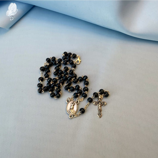 Portugal Drop: Fatima Necklace Rosary with Navy Blue Beads