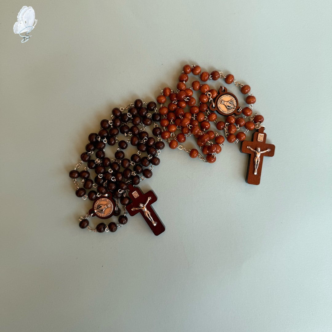 Traditional Wooden Rosary with Our Lady of the Immaculate Conception