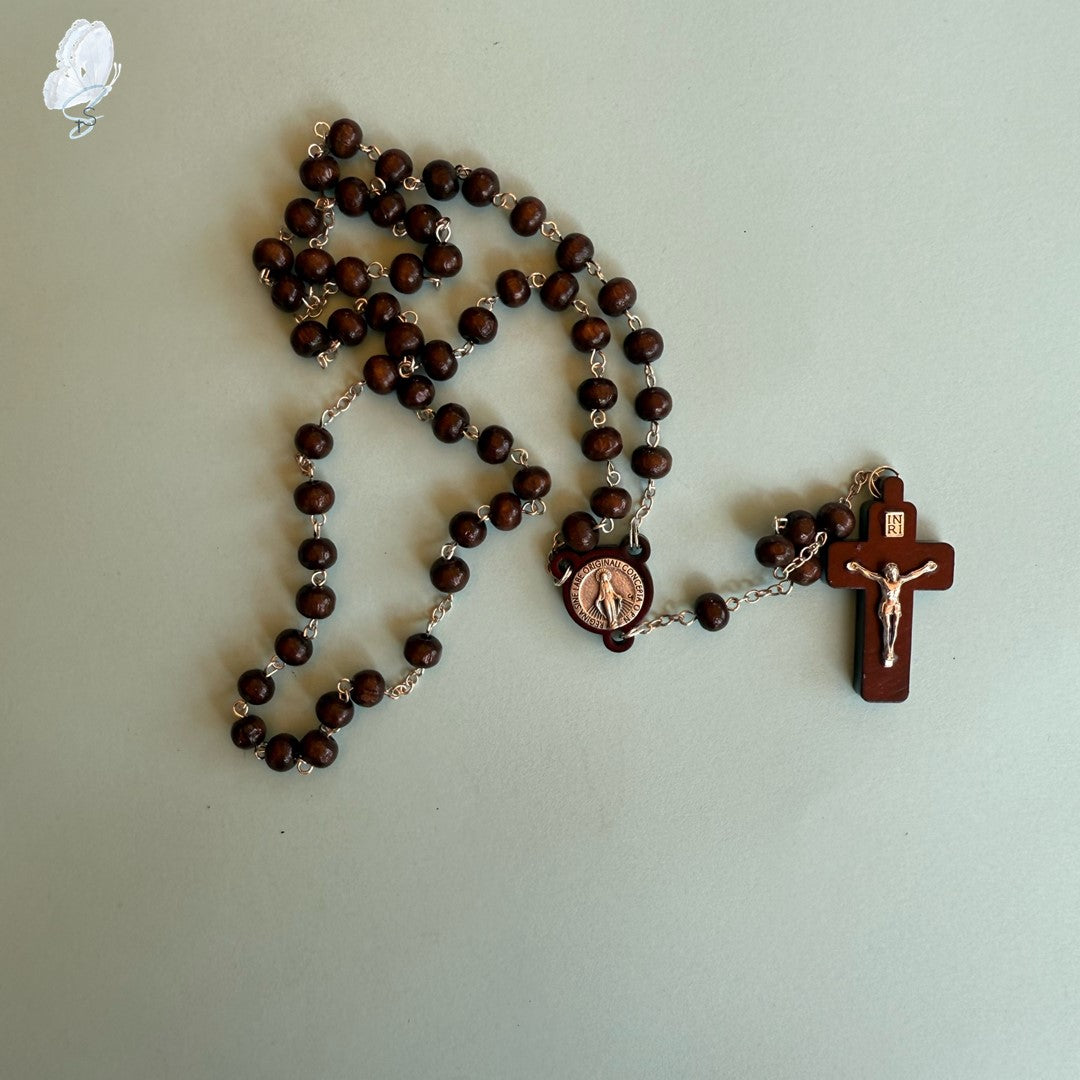Traditional Wooden Rosary with Our Lady of the Immaculate Conception