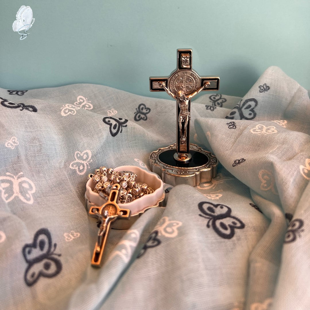 St Benedict Standing Crucifix and Rosary Set