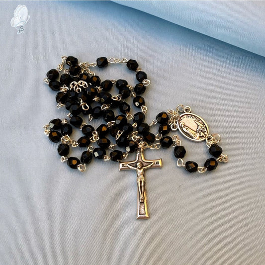 Portugal Drop: Fatima Rosary with Black Crystal Beads