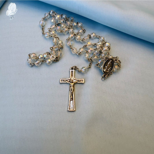 Portugal Drop: Fatima Rosary with Clear Crystal Beads