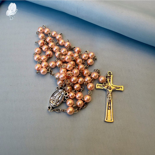 Portugal Drop: Fatima Rosary with Pale Pink Beads