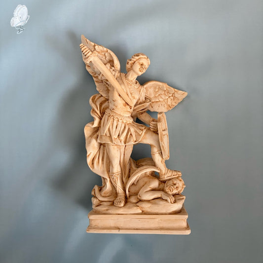 St Michael Statue | Antique White Finish