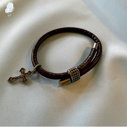 Men’s Cross Bracelet | Leather-Like