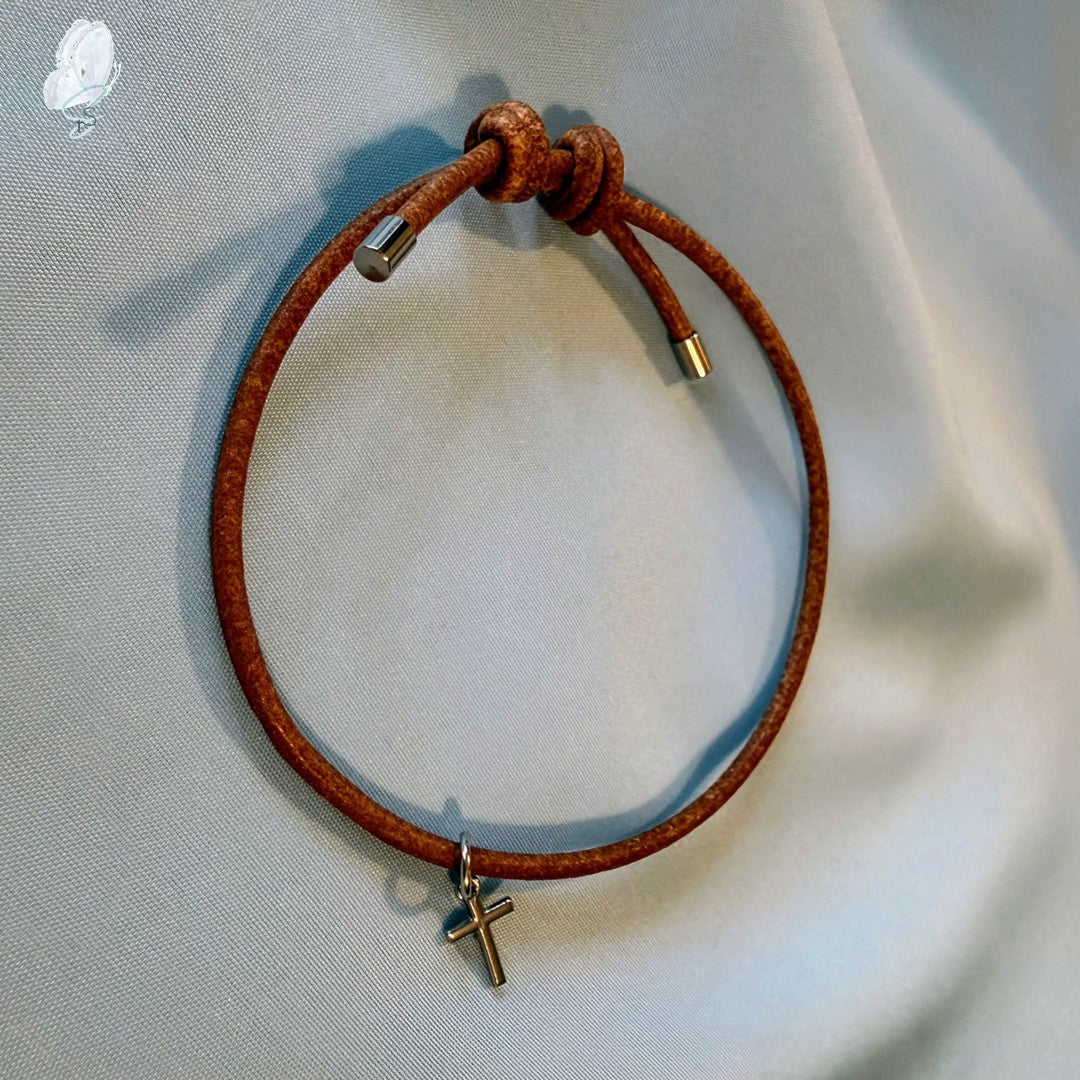 Men’s Cross Bracelet | Leather-Like