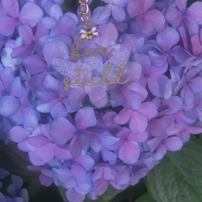 Busy Bee Collection | Bee Still Acrylic Key Ring | Christian Acrylic Keychain