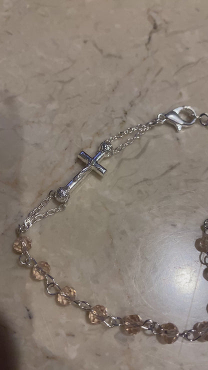 Rome Drop: Dainty Pink Rosary Necklace