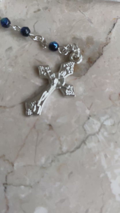 Rome Drop: Blue Green Mini Rosary Necklace | St John Lateran | San Giovanni Laterano