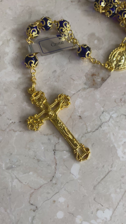 Rome Drop: Deep purple and Gold Crystal Rosary | St John Lateran | San Giovanni Laterano | Authentic Crystal Rosary