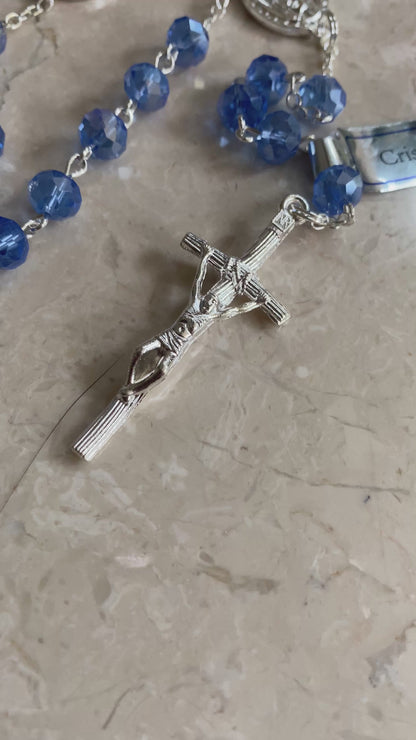 Rome Drop: Blue Crystal Rosary | St John Lateran | San Giovanni Laterano | Authentic Crystal Rosary