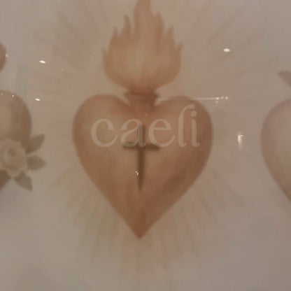 Holy Hearts Wall Art | Sacred Heart of Jesus | Immaculate Heart of Mary | Chaste Heart of St Joseph | A4 Wall Art