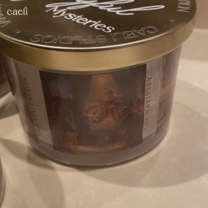 Joyful Mysteries Candle | Mater Luminis Collection | Visio Divina Art Candle | Mysteries of the Rosary Candle