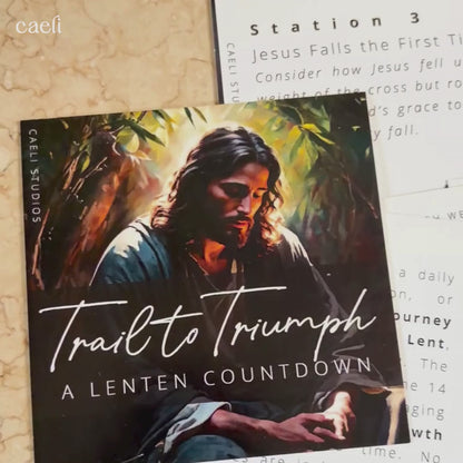 Christian Lent Countdown Cards | Trail to Triumph | Easter Countdown through Lent | Lent Calendar on Premium Cardstock with Stand | Inspirational Daily Scripture and Reflections