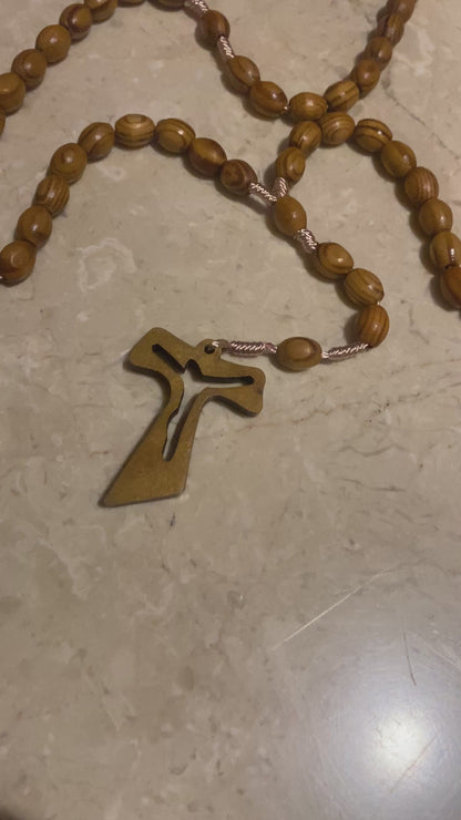 Rome Drop: Wooden Tau Cross Rosary